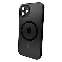 Чехол (накладка) Apple iPhone 12, AG-Glass Matt Frame Color Ring, MagSafe, Graphite Black, Черный