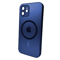 Чохол (накладка) Apple iPhone 12, AG-Glass Matt Frame Color Ring, Navy Blue, MagSafe, Синій