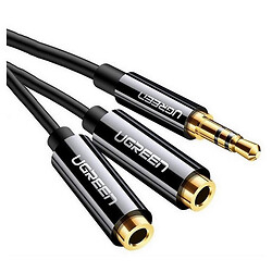 AUX кабель Ugreen AV134, 0.2 м., 3.5 мм., Черный