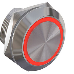 Металевий круглий кнопковий перемикач з фіксацією та підсвічуванням LED 12В, червоний
