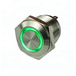 Металевий круглий кнопковий міні перемикач з підсвічуванням LED, зелений