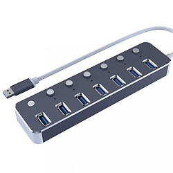 Високошвидкісний алюмінієвий 7-портовий USB-хаб 3.0 з портом живлення