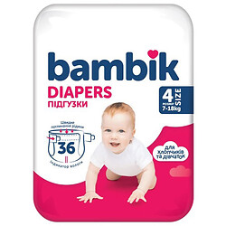 Подгузники детские Bambik Medium Maxi 4" 7-18 кг 36 штук