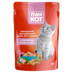 Корм для котів "Пан Кот" Ягня в соусі пауч 100 г