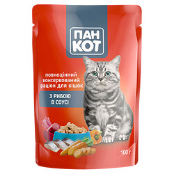 Корм для котів "Пан Кот" Риба в соусі пауч 100 г