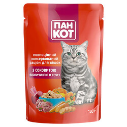 Корм для кошек "Пан Кот" Говядина в соусе пауч 100 г