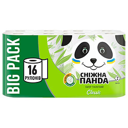 Набор бумаги туалетной Снежная панда Classik 2 слоя 16 штук