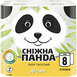 Набор бумаги туалетной Снежная панда Aroma 2 слоя 8 штук
