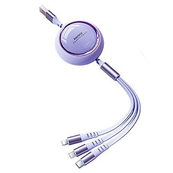 USB кабель Remax RC-C033 Linon Apple iPhone SE 2022 / iPhone 14 Pro Max / iPhone 14 Plus / iPhone 14 Pro / iPhone 14 / iPhone 13 Pro / iPhone 13 Mini / iPhone 13 / iPhone 13 Pro Max / iPhone 12 Mini, Type-C, Lightning, MicroUSB, 1.2 м., Фиолетовый