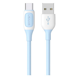 USB кабель Usams US-SJ596 Bicolor, Type-C, 1.0 м., Голубой