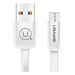 USB кабель Usams US-SJ201 U2 Flat, MicroUSB, 1.2 м., Білий