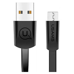 USB кабель Usams US-SJ201 U2 Flat, MicroUSB, 1.2 м., Чорний