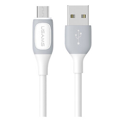 USB кабель Usams US-SJ597 Bicolor, MicroUSB, 1.0 м., Белый