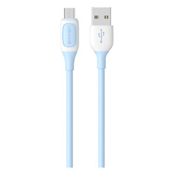 USB кабель Usams US-SJ597 Bicolor, MicroUSB, 1.0 м., Блакитний