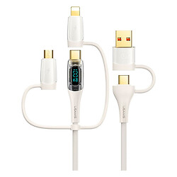 USB кабель Usams US-SJ616 Apple iPhone SE 2022 / iPhone 14 Pro Max / iPhone 14 Plus / iPhone 14 Pro / iPhone 14 / iPhone 13 Pro / iPhone 13 Mini / iPhone 13 / iPhone 13 Pro Max / iPhone 12 Mini, Lightning, MicroUSB, Type-C, 1.2 м., Бежевий