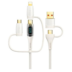 USB кабель Usams US-SJ626 Apple iPhone 15 Plus / iPhone 15 Pro Max / iPhone 15 / iPhone 15 Pro / iPhone SE 2022 / iPhone 14 Pro Max / iPhone 14 Plus / iPhone 14 Pro / iPhone 14 / iPhone 13 Pro / iPhone 13 Mini, Lightning, MicroUSB, Type-C, 2.0 м., Бежевий