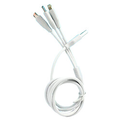 USB кабель WUW X172 Apple iPhone SE 2022 / iPhone 14 Pro Max / iPhone 14 Plus / iPhone 14 Pro / iPhone 14 / iPhone 13 Pro / iPhone 13 Mini / iPhone 13 / iPhone 13 Pro Max / iPhone 12 Mini / iPhone 12 Pro Max, Type-C, Lightning, MicroUSB, 1.0 м., Белый