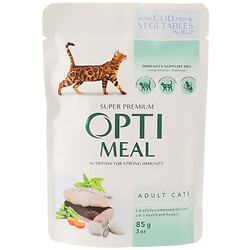 Корм для кошек Optimeal Треска с овощами пауч 85 г