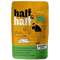 Корм для стерилізованих котів HalfHalf Premium з індичкою пауч 100 г
