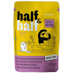 Корм для взрослых кошек HalfHalf Premium с уткой пауч 100 г
