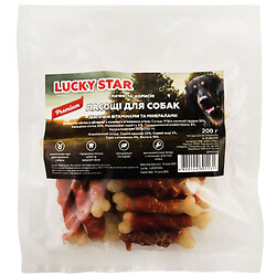 Ласощі для собак Lucky Star Кальцієва кістка з качиним в'яленим м'ясом 200 г