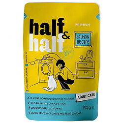 Корм для дорослих котів HalfHalf Premium з лососем пауч 100 г