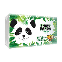 Салфетки бумажные столовые Снежная панда белые 1 слой 400 штук