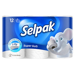 Набор бумаги туалетной SELPAK 3 слоя 12 штук