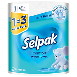 Полотенце бумажное SELPAK Comfort MAXI 1=3 2 слоя 1 рулон