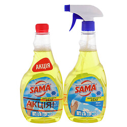 Набор средств для мытья стекла SAMA Лимон 2х500 мл