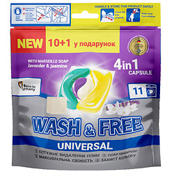 Капсули для прання Wash&Free Жасмін лаванда з марсельским милом 10+1 шт