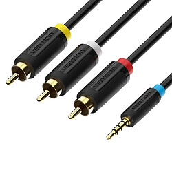 AUX кабель Vention BCBBG, RCA, 3,5 мм., 1.5 м., Чорний