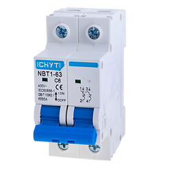 Автомат защиты переменного тока двухполюсный 6A NBT1-6-2P CHYT