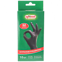 Набор перчаток хозяйственные нитриловые Optimal черные р.М 10 штук