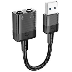 AUX кабель Hoco LS37 Spirit, USB, 3,5 мм., 0.15 м., Чорний