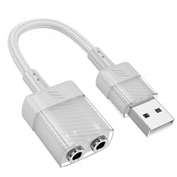 AUX кабель Hoco LS37 Spirit, USB, 3,5 мм., 0.15 м., Сірий