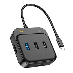 USB Hub Hoco HB37 Easy Link, 0.2 м., Черный