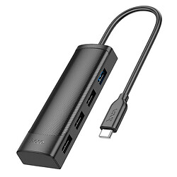 USB Hub Hoco HB41 Easy Link, 0.2 м., Чорний