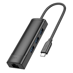 USB Hub Hoco HB42 Easy Link, 0.2 м., Чорний