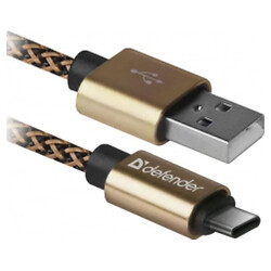 USB кабель DEFENDER USB09-03T PRO, Type-C, 1.0 м., Золотий