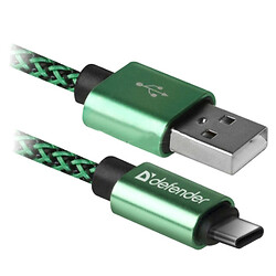 USB кабель DEFENDER USB09-03T PRO, Type-C, 1.0 м., Зеленый