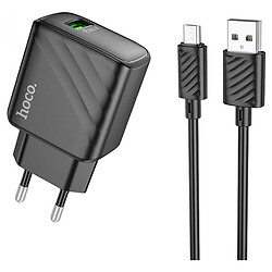 СЗУ Hoco CS21A, MicroUSB, З кабелем, Чорний