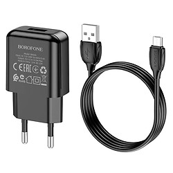 СЗУ Borofone BA64A, MicroUSB, З кабелем, Чорний