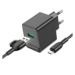 СЗУ Borofone BAS12A Erudite, MicroUSB, З кабелем, Чорний