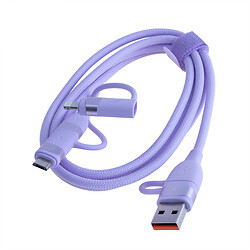USB кабель USAMS US-SJ645 U85, Lightning, MicroUSB, Type-C, USB, 1.2 м., Фіолетовий