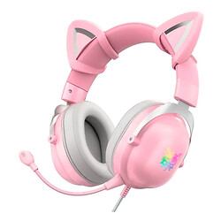Навушники Onikuma X11 Cat Ears, З мікрофоном, Рожевий