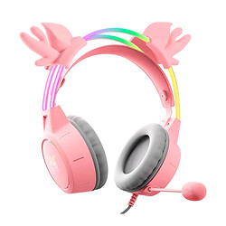 Навушники Onikuma X15 Pro Deer Ear, З мікрофоном, Рожевий