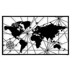 Панно настенное декоративное деревянное Карта мира в переплетении 50,5х30 см