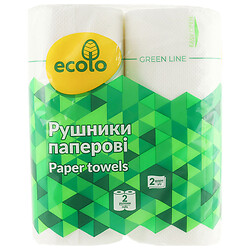 Набор полотенец белых бумажных Ecolo двухслойных 2 рул/уп.