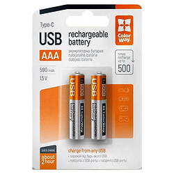 Набір акумуляторів ColorWay USB AAА 590 мАг 2 шт/уп